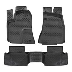 Tapis De Sol En Caoutchouc 3D Exclusive Compatible Avec Chrysler 300C 2004-2012, Système de Fixation, Bord Haut, Noir, Antidérapant, Toutes Saisons