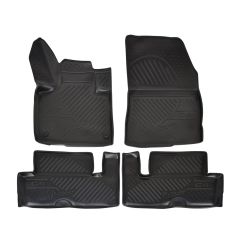 Tapis De Sol En Caoutchouc 3D Exclusive Compatible Avec Citroen C4 Picasso / Space Tourer depuis 2013, Système de Fixation, Bord Haut, Noir, Antidérapant, Toutes Saisons