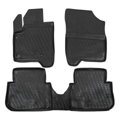 Tapis De Sol En Caoutchouc 3D Exclusive Compatible Avec Citroen C3 Picasso 2008-2017, Système de Fixation, Bord Haut, Noir, Antidérapant, Toutes Saisons