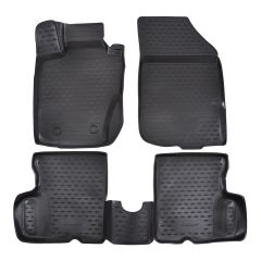 Tapis De Sol En Caoutchouc 3D Exclusive Compatible Avec Dacia Duster 4WD 2010-2015, Système de Fixation, Bord Haut, Noir, Antidérapant, Toutes Saisons