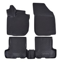 Tapis De Sol En Caoutchouc 3D Exclusive Compatible Avec Dacia Sandero 2012-2020, Système de Fixation, Bord Haut, Noir, Antidérapant, Toutes Saisons