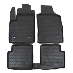 Tapis De Sol En Caoutchouc 3D Exclusive Compatible Avec Fiat 500 depuis 2007, Système de Fixation, Bord Haut, Noir, Antidérapant, Toutes Saisons