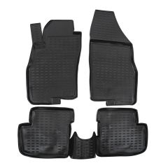 Tapis De Sol En Caoutchouc 3D Exclusive Compatible Avec Fiat Grande Punto 2005-2018, Système de Fixation, Bord Haut, Noir, Antidérapant, Toutes Saisons