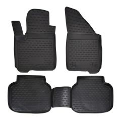 Tapis De Sol En Caoutchouc 3D Exclusive Compatible Avec Fiat Journey 2008-2018, Système de Fixation, Bord Haut, Noir, Antidérapant, Toutes Saisons