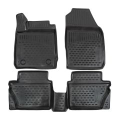 Tapis De Sol En Caoutchouc 3D Exclusive Compatible Avec Ford Fiesta 7 2008-2017, Système de Fixation, Bord Haut, Noir, Antidérapant, Toutes Saisons