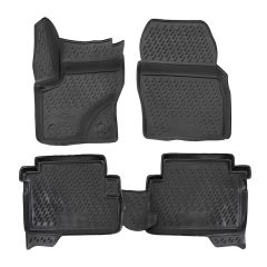 Tapis De Sol En Caoutchouc 3D Exclusive Compatible Avec Ford Kuga 2013-2019, Système de Fixation, Bord Haut, Noir, Antidérapant, Toutes Saisons