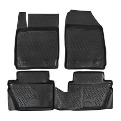 Tapis De Sol En Caoutchouc 3D Exclusive Compatible Avec Ford Fiesta 7 2008-2017, Système de Fixation, Bord Haut, Noir, Antidérapant, Toutes Saisons