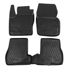 Tapis De Sol En Caoutchouc 3D Exclusive Compatible Avec Ford Focus 3 2010-2018, Système de Fixation, Bord Haut, Noir, Antidérapant, Toutes Saisons