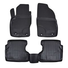 Tapis De Sol En Caoutchouc 3D Exclusive Compatible Avec Ford Focus 2 2005-2010, Système de Fixation, Bord Haut, Noir, Antidérapant, Toutes Saisons