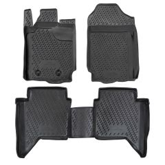 Tapis De Sol En Caoutchouc 3D Exclusive Compatible Avec Ford Ranger T6 4-Porte 2012-2023, Système de Fixation, Bord Haut, Noir, Antidérapant, Toutes Saisons