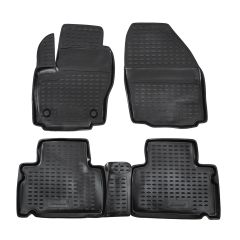 Tapis De Sol En Caoutchouc 3D Exclusive Compatible Avec Ford S-Max 2006-2015, Système de Fixation, Bord Haut, Noir, Antidérapant, Toutes Saisons