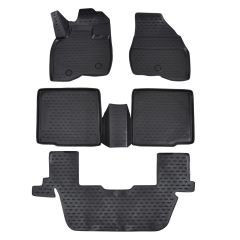 Tapis De Sol En Caoutchouc 3D Exclusive Compatible Avec Ford Explorer 2011-2019, Système de Fixation, Bord Haut, Noir, Antidérapant, Toutes Saisons