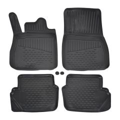 Tapis De Sol En Caoutchouc 3D Exclusive Compatible Avec Ford Puma depuis 2020 Phev-Plug-In Hybrid, Système de Fixation, Bord Haut, Noir, Antidérapant, Toutes Saisons