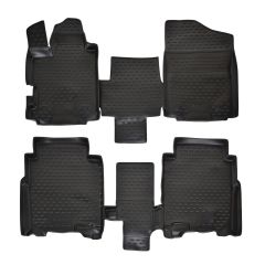 Tapis De Sol En Caoutchouc 3D Exclusive Compatible Avec Honda FR-V 2004-2009, Système de Fixation, Bord Haut, Noir, Antidérapant, Toutes Saisons