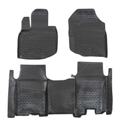 Tapis De Sol En Caoutchouc 3D Exclusive Compatible Avec Honda Jazz 2008-2014, Système de Fixation, Bord Haut, Noir, Antidérapant, Toutes Saisons