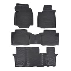 Tapis De Sol En Caoutchouc 3D Exclusive Compatible Avec Honda Pilot 2008-2012 / 2012-2016, Système de Fixation, Bord Haut, Noir, Antidérapant, Toutes Saisons