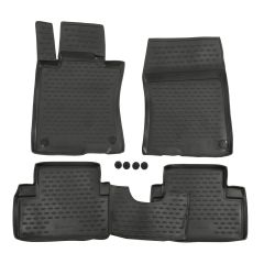 Tapis De Sol En Caoutchouc 3D Exclusive Compatible Avec Honda Accord 2008-2015, Système de Fixation, Bord Haut, Noir, Antidérapant, Toutes Saisons