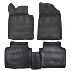 Tapis De Sol En Caoutchouc 3D Exclusive Compatible Avec Hyundai Sonata depuis 2017, Système de Fixation, Bord Haut, Noir, Antidérapant, Toutes Saisons