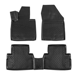 Tapis De Sol En Caoutchouc 3D Exclusive Compatible Avec Hyundai Santa FE 2018-2020, Système de Fixation, Bord Haut, Noir, Antidérapant, Toutes Saisons