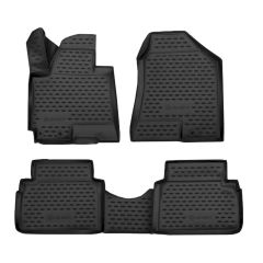 Tapis De Sol En Caoutchouc 3D Exclusive Compatible Avec Hyundai Ix35 2010-2015, Système de Fixation, Bord Haut, Noir, Antidérapant, Toutes Saisons