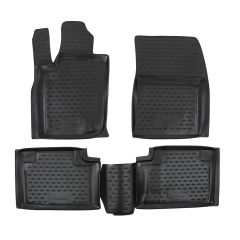 Tapis De Sol En Caoutchouc 3D Exclusive Compatible Avec Jeep Grand Cherokee 2010-2021, Système de Fixation, Bord Haut, Noir, Antidérapant, Toutes Saisons