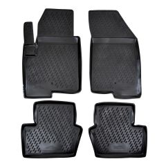 Tapis De Sol En Caoutchouc 3D Exclusive Compatible Avec Jeep Compass 2006-2017, Système de Fixation, Bord Haut, Noir, Antidérapant, Toutes Saisons