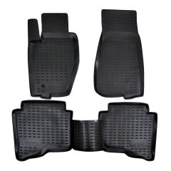 Tapis De Sol En Caoutchouc 3D Exclusive Compatible Avec Jeep Grand Cherokee 2005-2010, Système de Fixation, Bord Haut, Noir, Antidérapant, Toutes Saisons