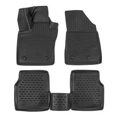 Tapis De Sol En Caoutchouc 3D Exclusive Compatible Avec Jeep Compass depuis 2018, Système de Fixation, Bord Haut, Noir, Antidérapant, Toutes Saisons