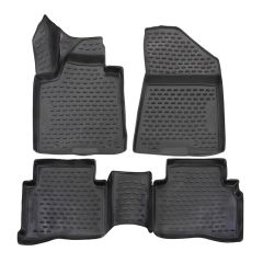 Tapis De Sol En Caoutchouc 3D Exclusive Compatible Avec Kia Sportage QL, QLE 2016-2021, Système de Fixation, Bord Haut, Noir, Antidérapant, Toutes Saisons