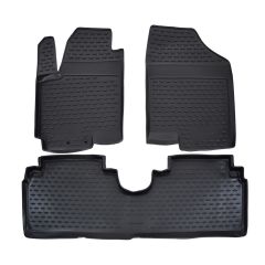 Tapis De Sol En Caoutchouc 3D Exclusive Compatible Avec Kia Hyundai Ix20 depuis 2010, Système de Fixation, Bord Haut, Noir, Antidérapant, Toutes Saisons