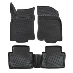 Tapis De Sol En Caoutchouc 3D Exclusive Compatible Avec Nissan X-Trail T32 depuis 2015, Système de Fixation, Bord Haut, Noir, Antidérapant, Toutes Saisons