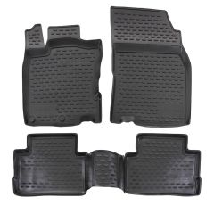 Tapis De Sol En Caoutchouc 3D Exclusive Compatible Avec Nissan Qashqai J11 2014-2021, Système de Fixation, Bord Haut, Noir, Antidérapant, Toutes Saisons