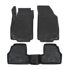 Tapis De Sol En Caoutchouc 3D Exclusive Compatible Avec Chevrolet Trax 2012-2020 4-Pcs Set, Système de Fixation, Bord Haut, Noir, Antidérapant, Toutes Saisons