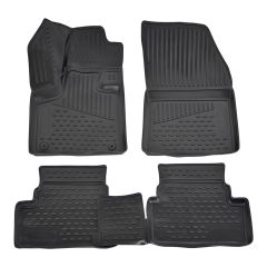 Tapis De Sol En Caoutchouc 3D Exclusive Compatible Avec Opel Grandland X depuis 2017, Système de Fixation, Bord Haut, Noir, Antidérapant, Toutes Saisons