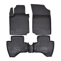 Tapis De Sol En Caoutchouc 3D Exclusive Compatible Avec Toyota Aygo 2005-2014, Système de Fixation, Bord Haut, Noir, Antidérapant, Toutes Saisons
