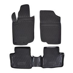 Tapis De Sol En Caoutchouc 3D Exclusive Compatible Avec Peugeot 207 2006-2012, Système de Fixation, Bord Haut, Noir, Antidérapant, Toutes Saisons