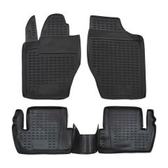 Tapis De Sol En Caoutchouc 3D Exclusive Compatible Avec Peugeot 307 2001-2008 / C4 2001-2008, Système de Fixation, Bord Haut, Noir, Antidérapant, Toutes Saisons