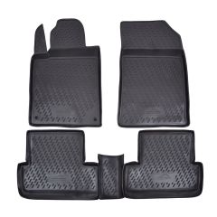 Tapis De Sol En Caoutchouc 3D Exclusive Compatible Avec Peugeot 407 2004-2012, Système de Fixation, Bord Haut, Noir, Antidérapant, Toutes Saisons
