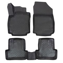 Tapis De Sol En Caoutchouc 3D Exclusive Compatible Avec Renault Clio 4 2012-2019, Système de Fixation, Bord Haut, Noir, Antidérapant, Toutes Saisons