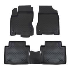 Tapis De Sol En Caoutchouc 3D Exclusive Compatible Avec Renault Koleos 2008-2016, Système de Fixation, Bord Haut, Noir, Antidérapant, Toutes Saisons