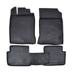 Tapis De Sol En Caoutchouc 3D Exclusive Compatible Avec Renault Laguna C 2008-2015, Système de Fixation, Bord Haut, Noir, Antidérapant, Toutes Saisons