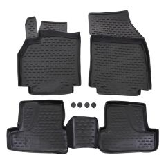 Tapis De Sol En Caoutchouc 3D Exclusive Compatible Avec Renault Megane 3 2008-2016, Système de Fixation, Bord Haut, Noir, Antidérapant, Toutes Saisons