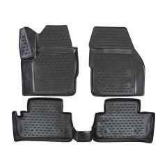 Tapis De Sol En Caoutchouc 3D Exclusive Compatible Avec Land Rover Freelander 2 2006-2014, Système de Fixation, Bord Haut, Noir, Antidérapant, Toutes Saisons