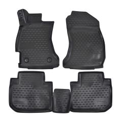 Tapis De Sol En Caoutchouc 3D Exclusive Compatible Avec Subaru Forester 2012-2018, Système de Fixation, Bord Haut, Noir, Antidérapant, Toutes Saisons