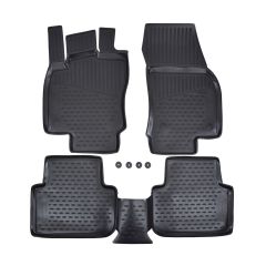 Tapis De Sol En Caoutchouc 3D Exclusive Compatible Avec Seat Ateca depuis 2016, Système de Fixation, Bord Haut, Noir, Antidérapant, Toutes Saisons