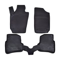 Tapis De Sol En Caoutchouc 3D Exclusive Compatible Avec Seat Ibiza 4 6J 2008-2017, Système de Fixation, Bord Haut, Noir, Antidérapant, Toutes Saisons