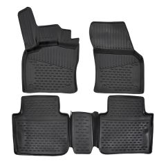 Tapis De Sol En Caoutchouc 3D Exclusive Compatible Avec Skoda Kodiaq depuis 2016, Système de Fixation, Bord Haut, Noir, Antidérapant, Toutes Saisons