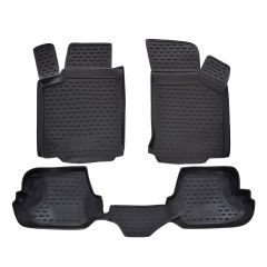 Tapis De Sol En Caoutchouc 3D Exclusive Compatible Avec Skoda Octavia 1 / Octavia Tour Octavia 1 1996-2003, Système de Fixation, Bord Haut, Noir, Antidérapant, Toutes Saisons