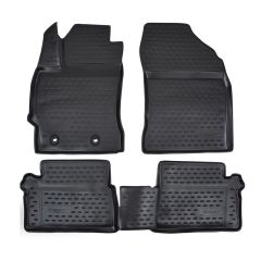 Tapis De Sol En Caoutchouc 3D Exclusive Compatible Avec Toyota Auris 2013-2018, Système de Fixation, Bord Haut, Noir, Antidérapant, Toutes Saisons
