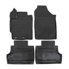 Tapis De Sol En Caoutchouc 3D Exclusive Compatible Avec Toyota Yaris 2011-2019, Système de Fixation, Bord Haut, Noir, Antidérapant, Toutes Saisons